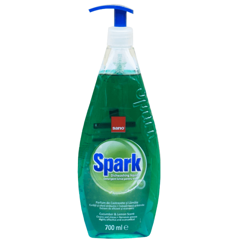 Detergent lichid de vase Sano Spark Castravete 700 ml cu pompita